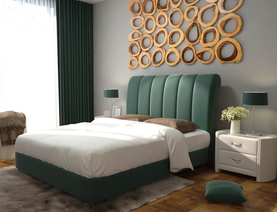 Кровать с мягким изголовьем