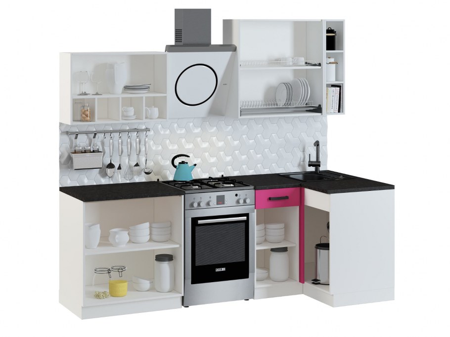 Кухонный гарнитур София Mix угловой 1800х1000 белый зелёный антрацит