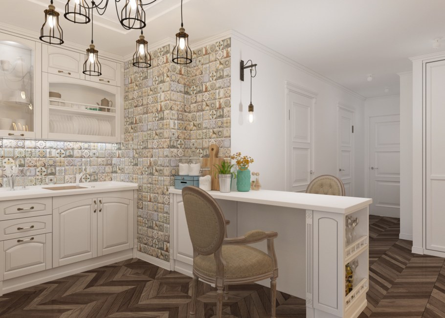 Светлая кухня в винтажном стиле