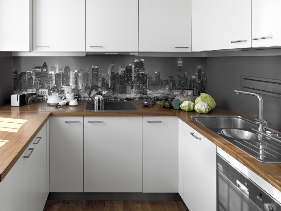 Серый фартук для кухни