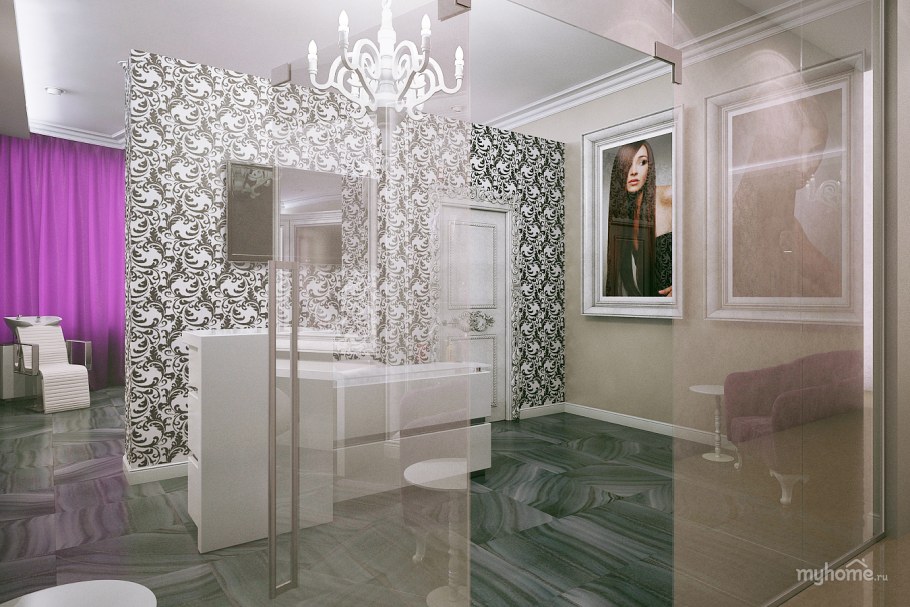 Светлые обои в интерьере салона красоты