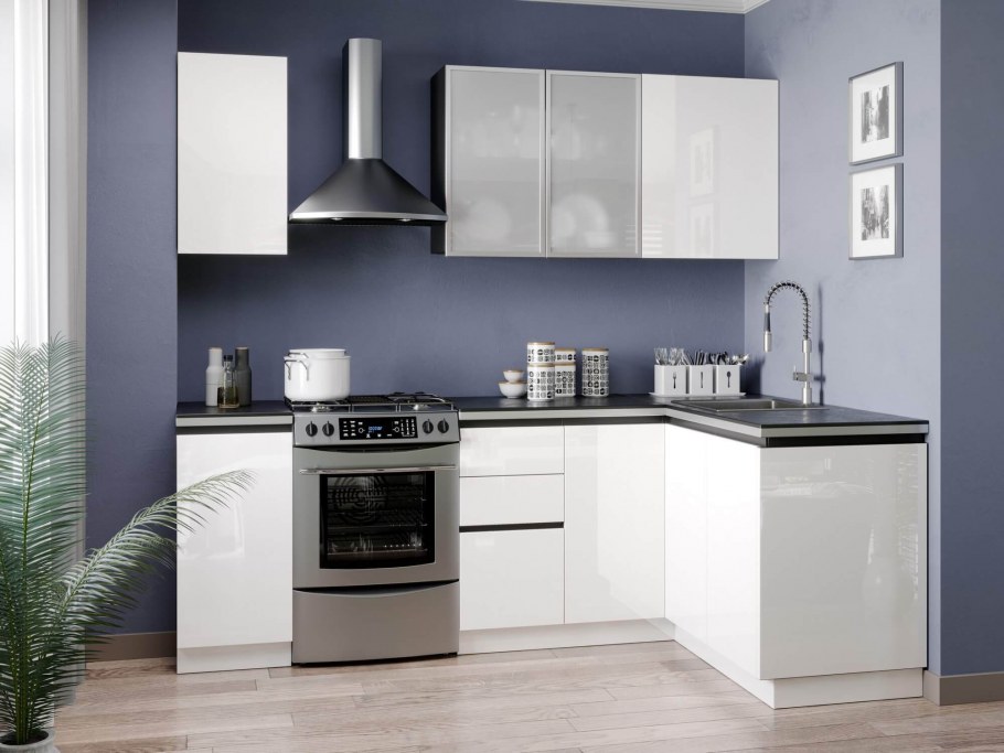 Модульная кухня Шервуд (белый/белый глянец)