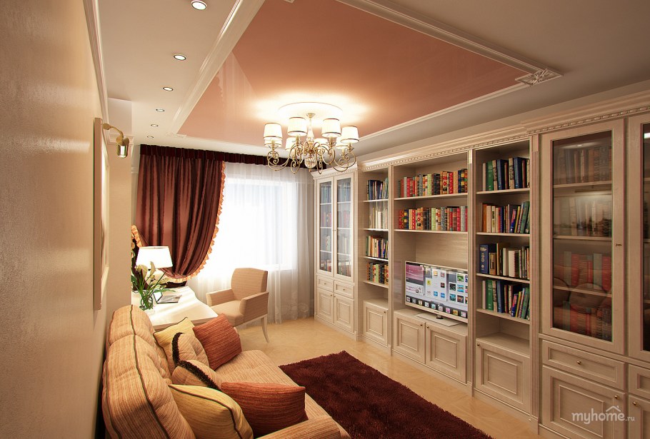 Камин с книжными полками