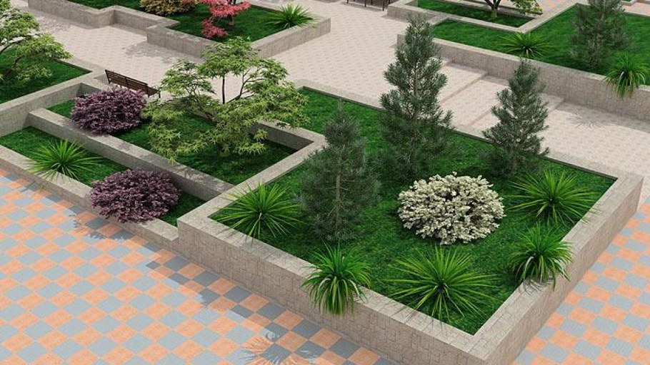 Клумбы у зоны отдыха