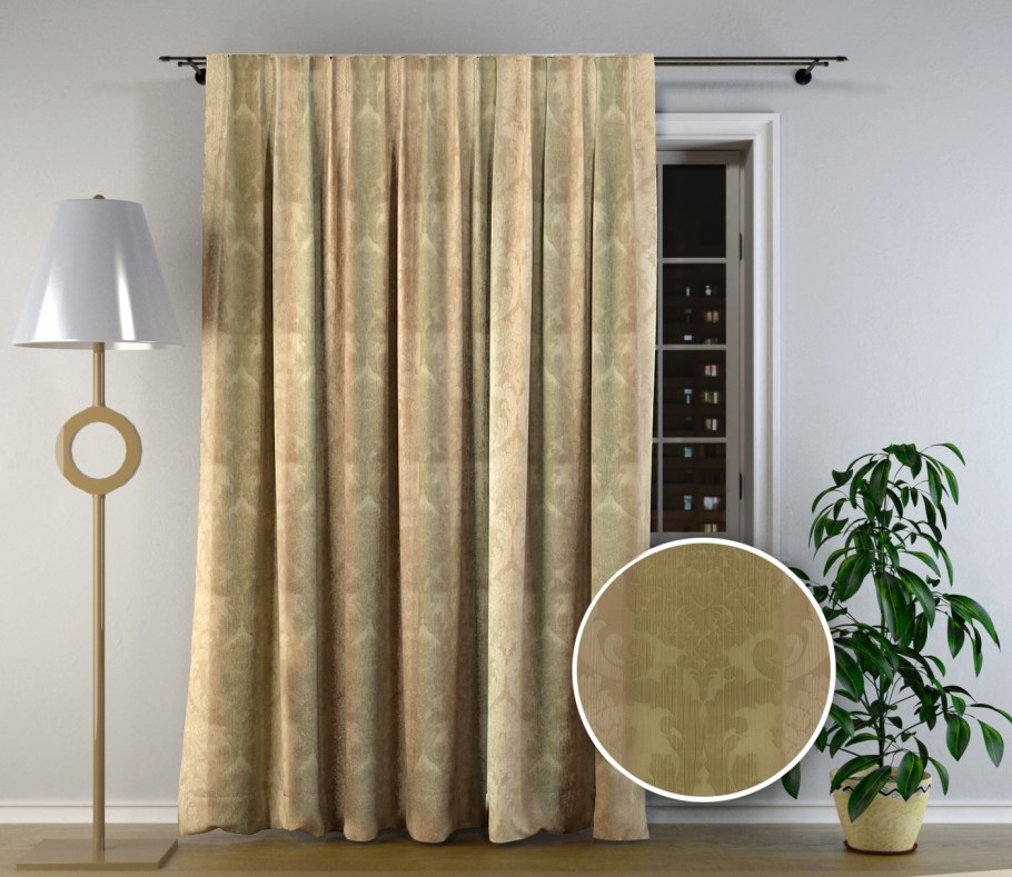Серые жаккардовые шторы в интерьере