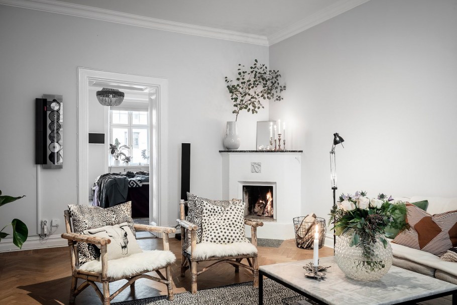 Гостиная бохо Сканди