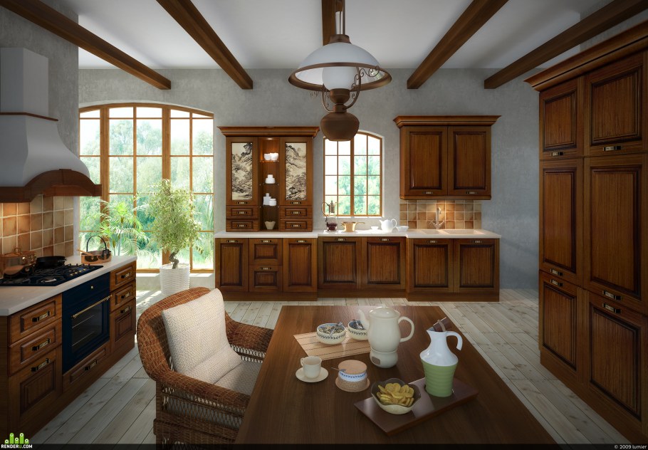 Кухни деревянные современные