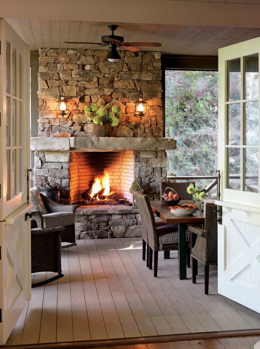 Летняя беседка с камином