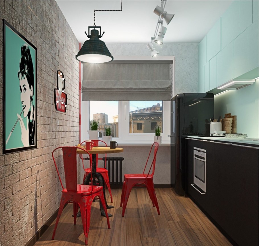 Кухня в стиле лофт маленькая площадь 10кв