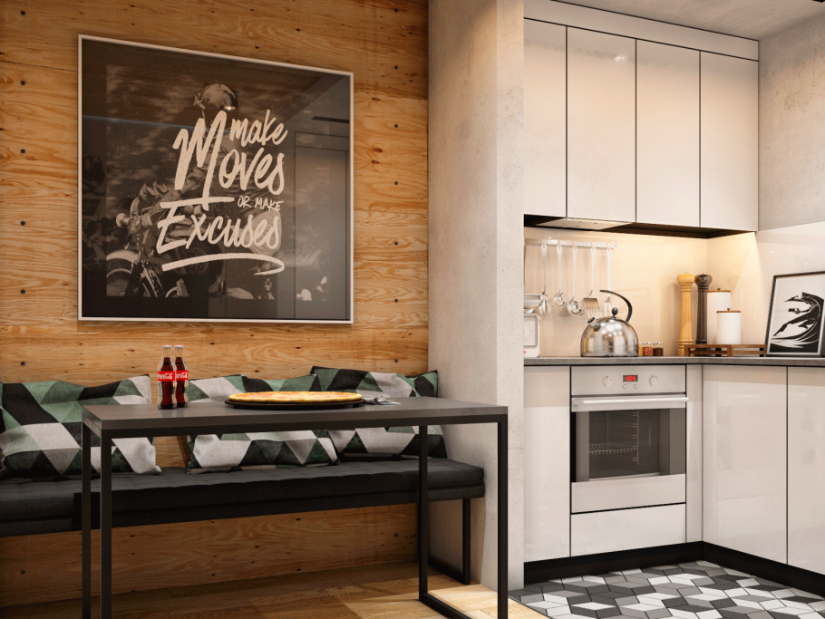 Маленький кухонный гарнитур в стиле лофт