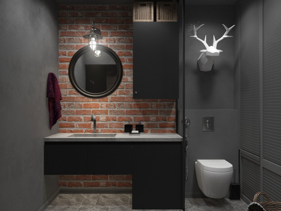 Санузел в стиле лофт