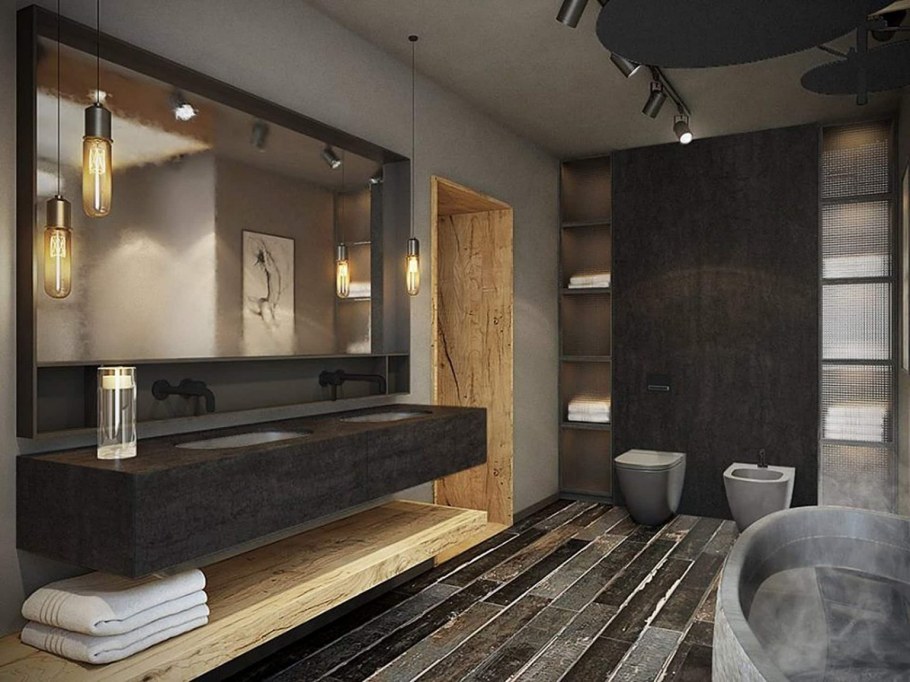 Ванная в стиле лофт большая