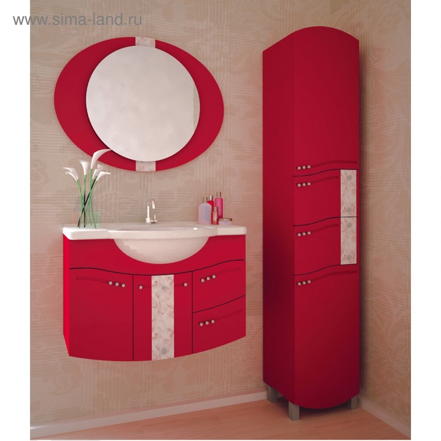 Шкаф в ванную красный