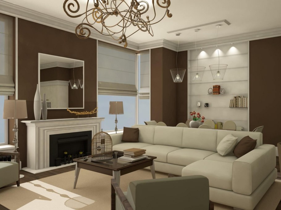 Гостиная в кофейных тонах