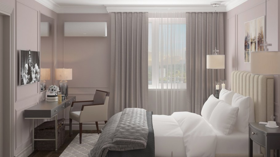 Шторы кофе с молоком в интерьере