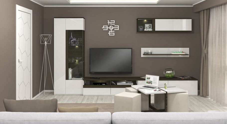 Интердизайн Тоскано ясень темный/белый гостиная