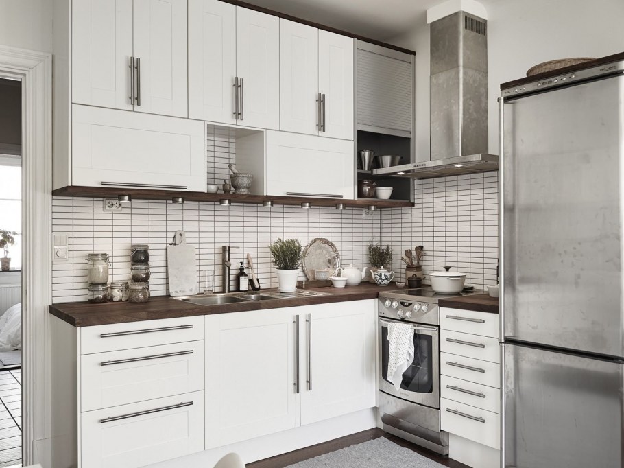 Маленькая белая Сканди кухня