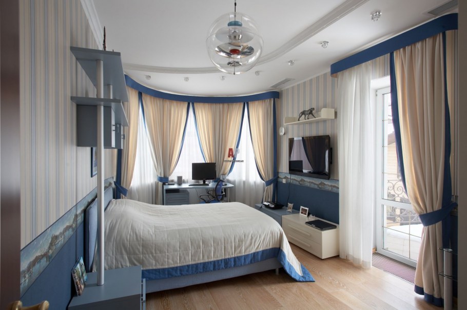 Шторы в спальню в морском стиле