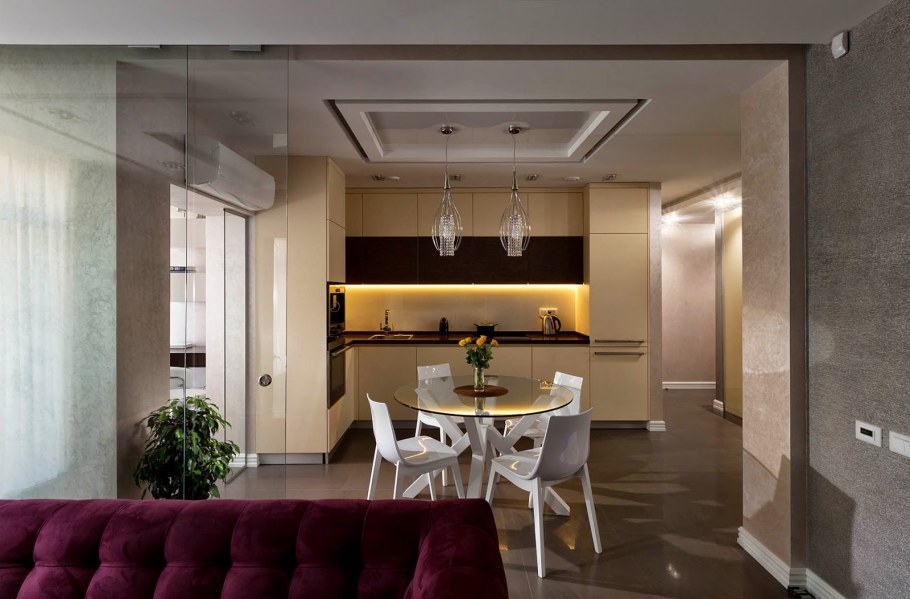 Кухня гостиная американская классика