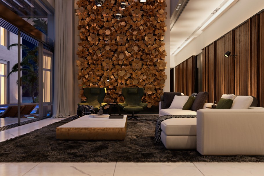 Минимализм с золотом интерьер