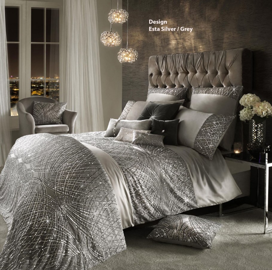 Спальня в серебряных тонах