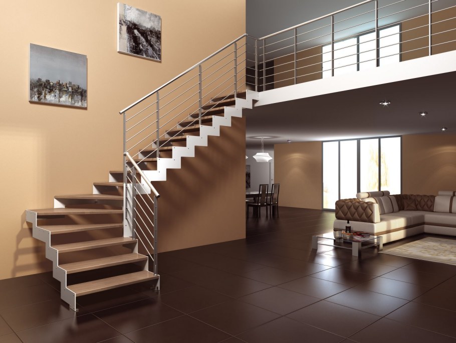 Металлическая лестница в частном доме