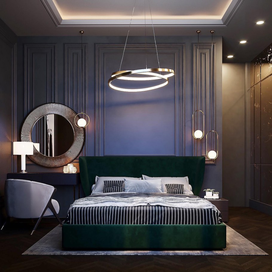 Спальня в темных тонах