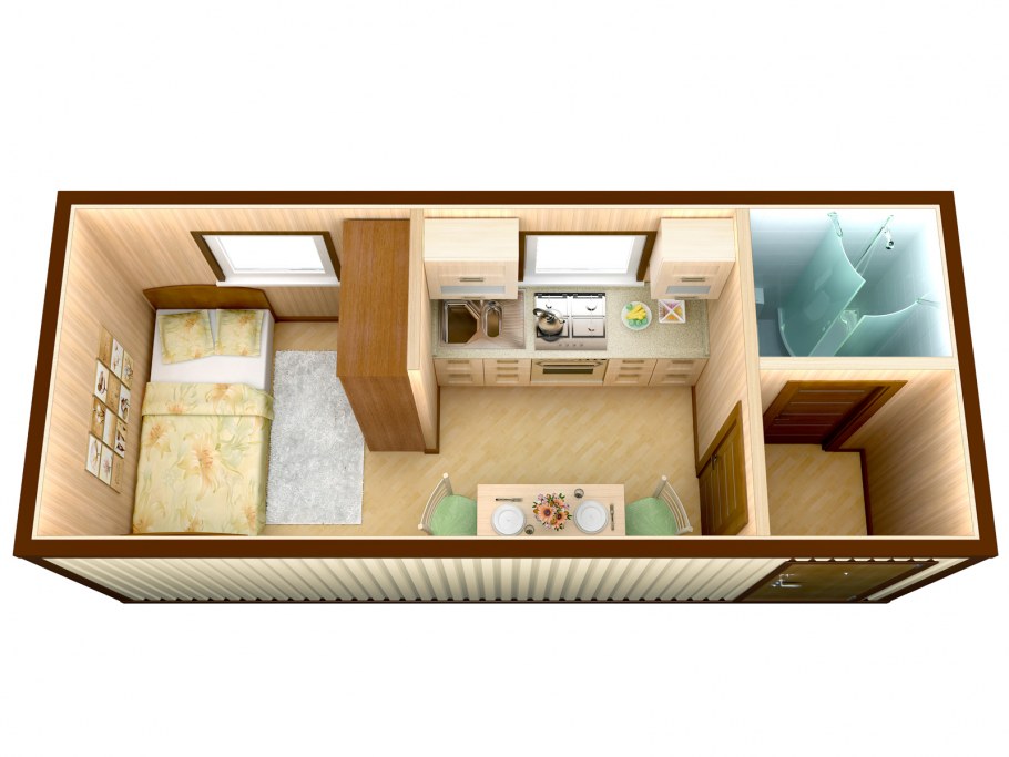 Интерьер бытовки 6х2.4