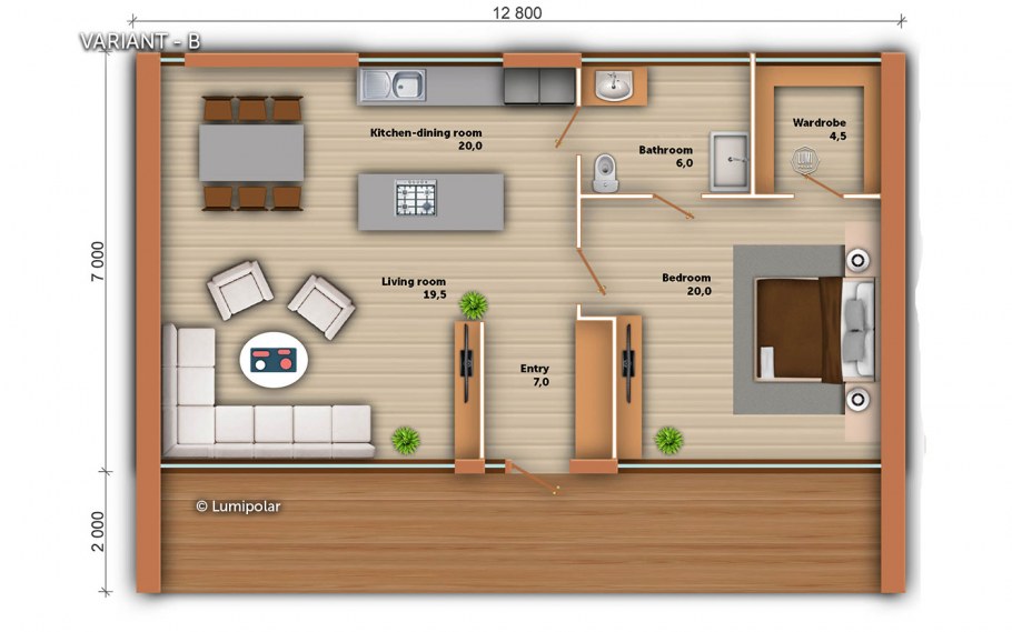 Маленький одноэтажный домик планировка