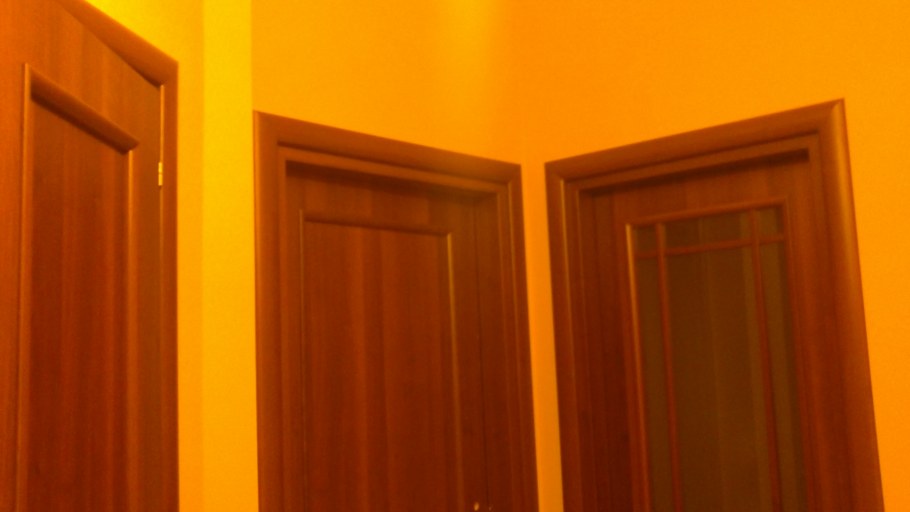 Интерьер гостиной с дверью