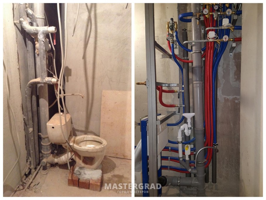 Монтаж водопровода в туалете
