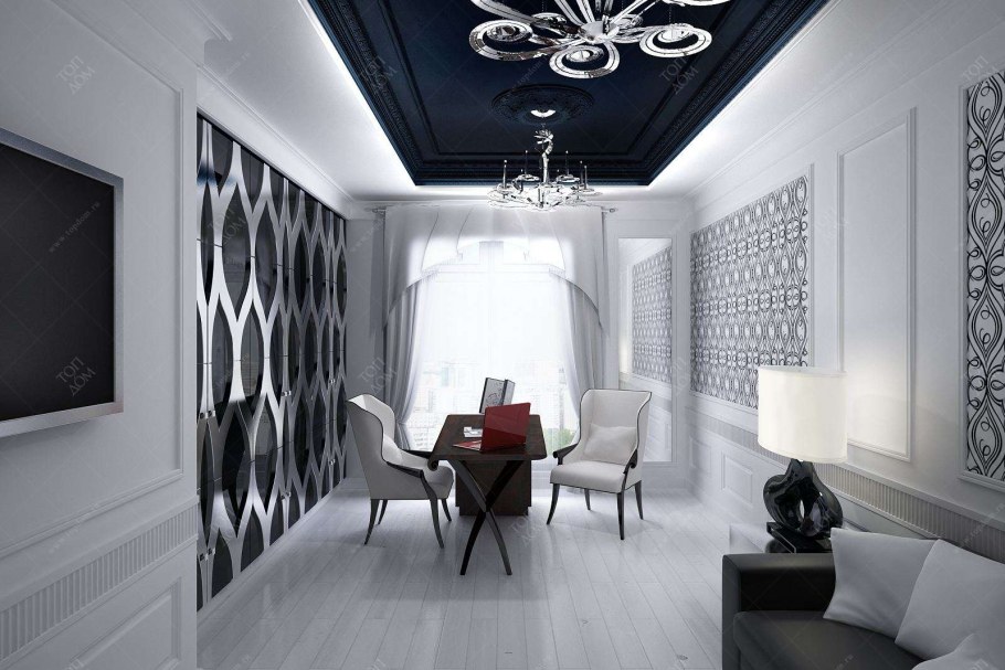 Черный потолок с лепниной