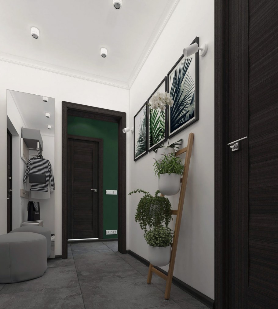 Серые стены в прихожей