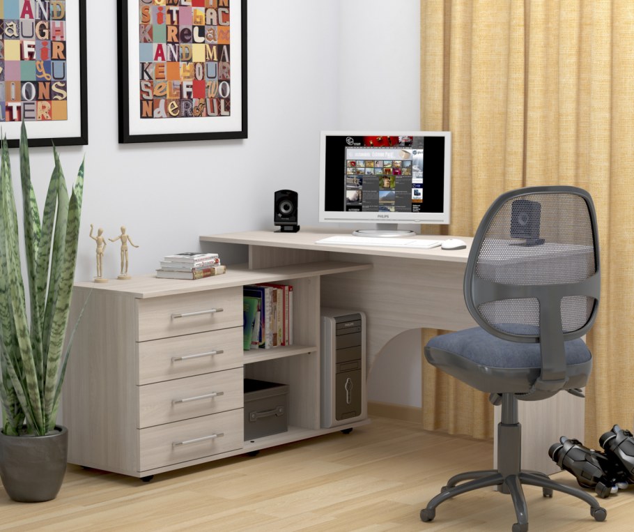 Стол компьютерный СКУ-15 шимо ясень светлый