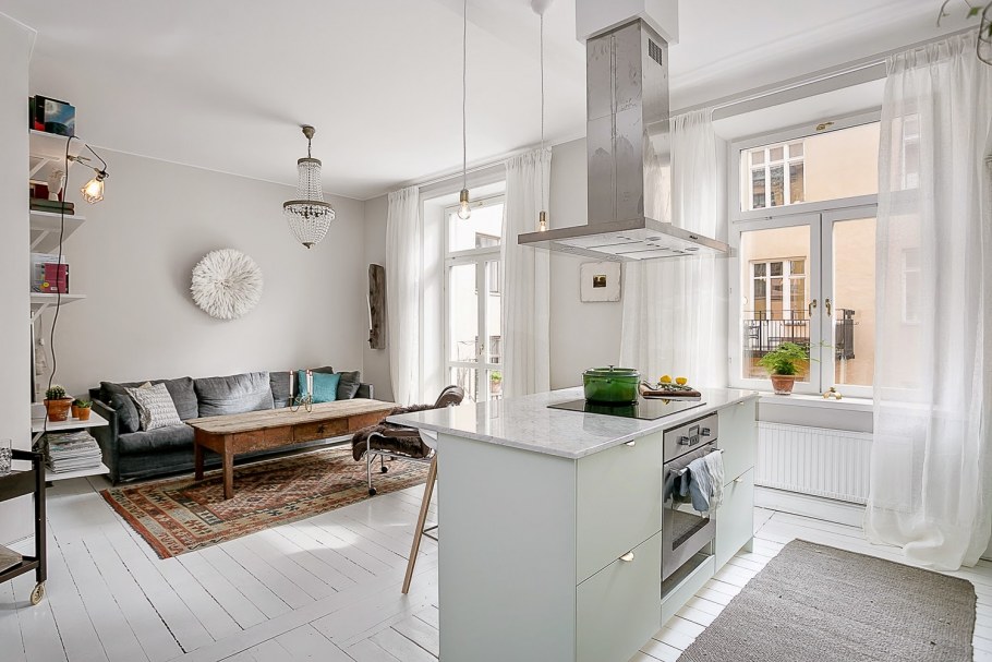 Кухня-студия 18 кв.м Сканди