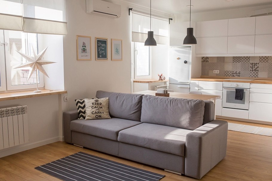 Сканди кухня гостиная икеа