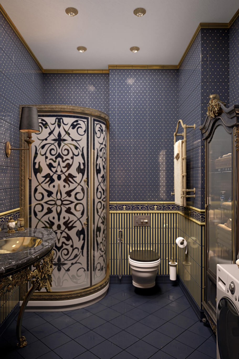 Душевая кабина в стиле Версаче