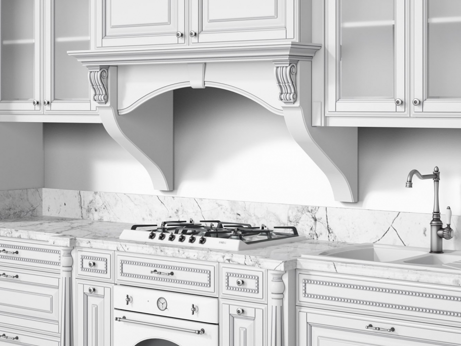 Кухня Донателла белый с патиной серебро