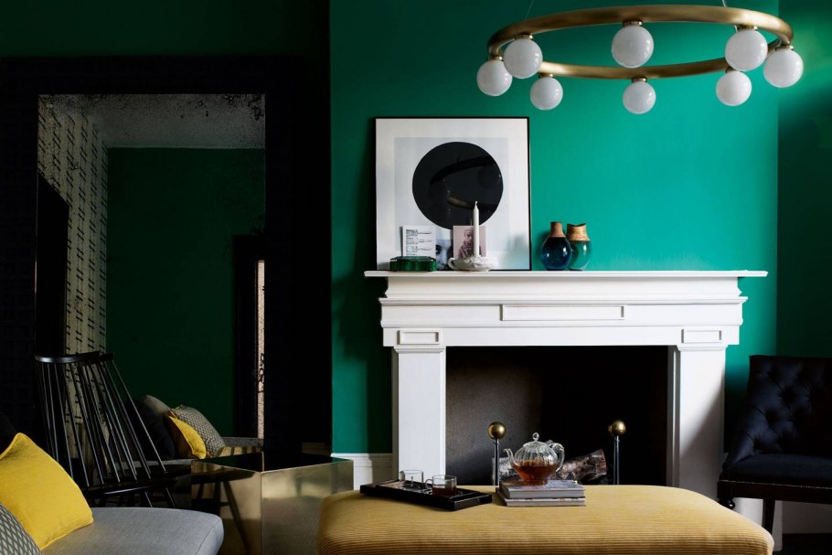 Изумрудный цвет стен в интерьере