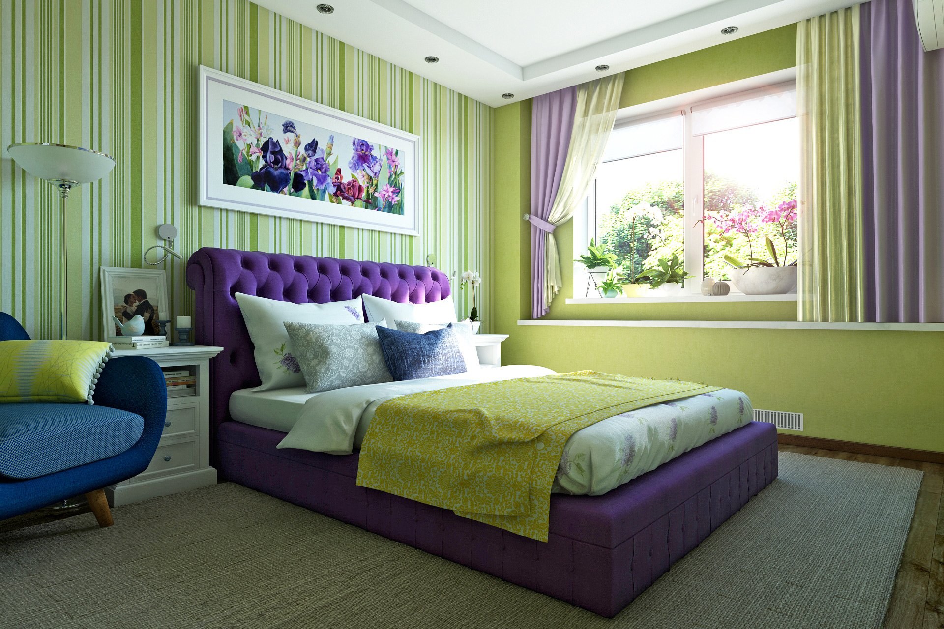 Розовый сиреневый зеленый. Яркая спальня. Спальня в ярких тонах. Цветовые решения для спальни. Яркая спальня в современном стиле.