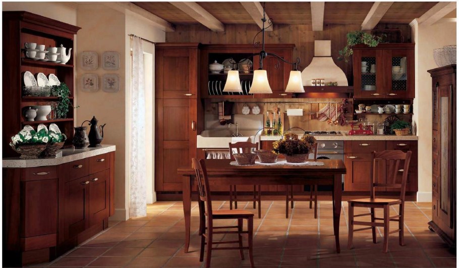 Кухня в стиле Прованс коричневая