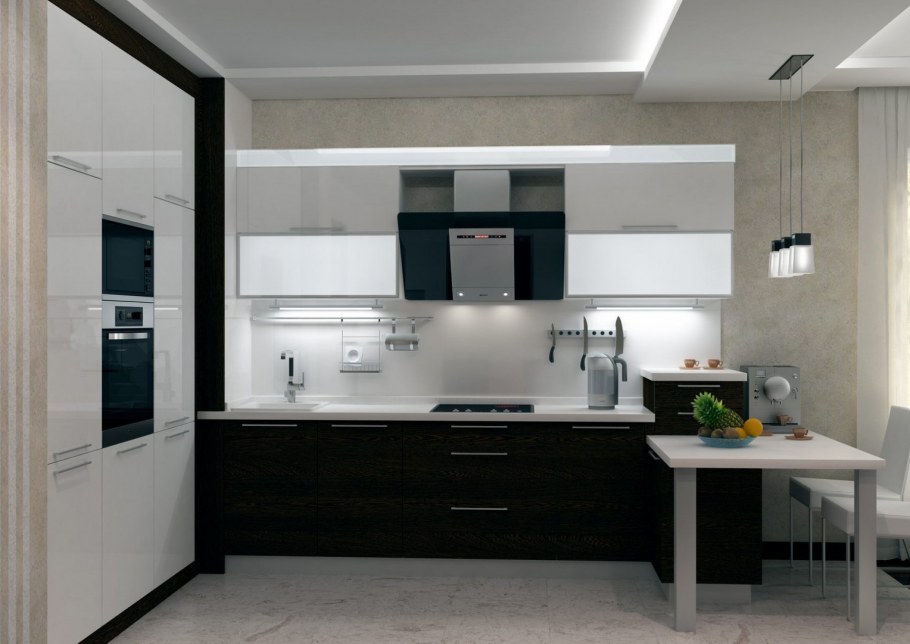 Черно белая кухня
