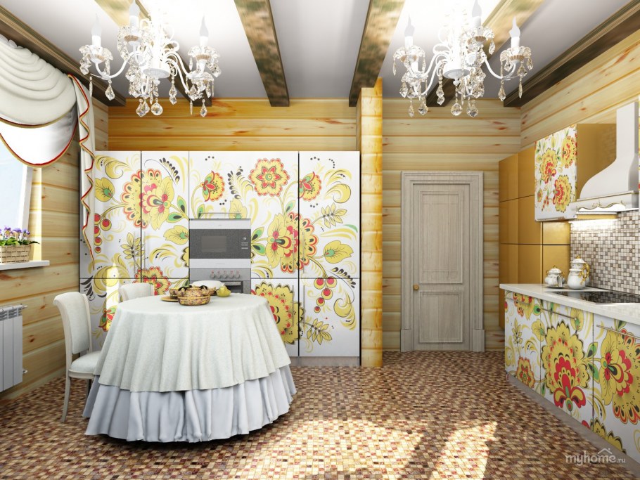 Кухня в стиле Хохлома