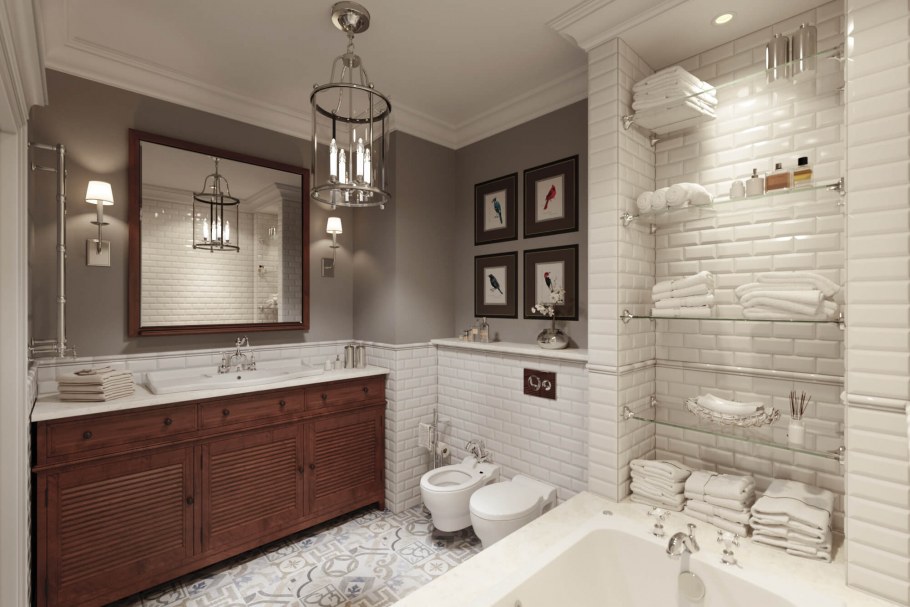 Современная ванная в классическом стиле элементы