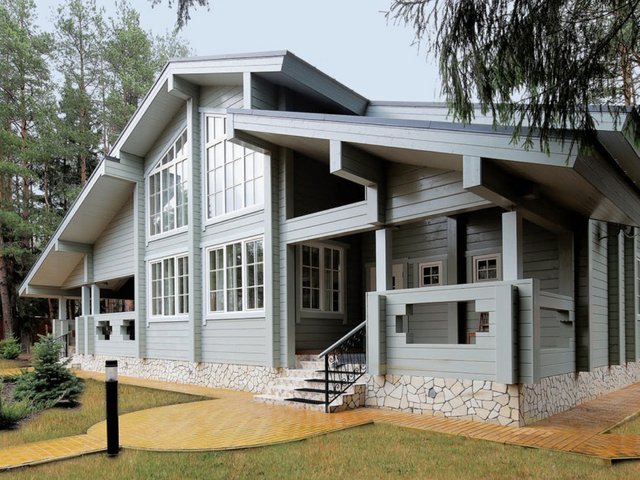 Белый дом из клееного бруса