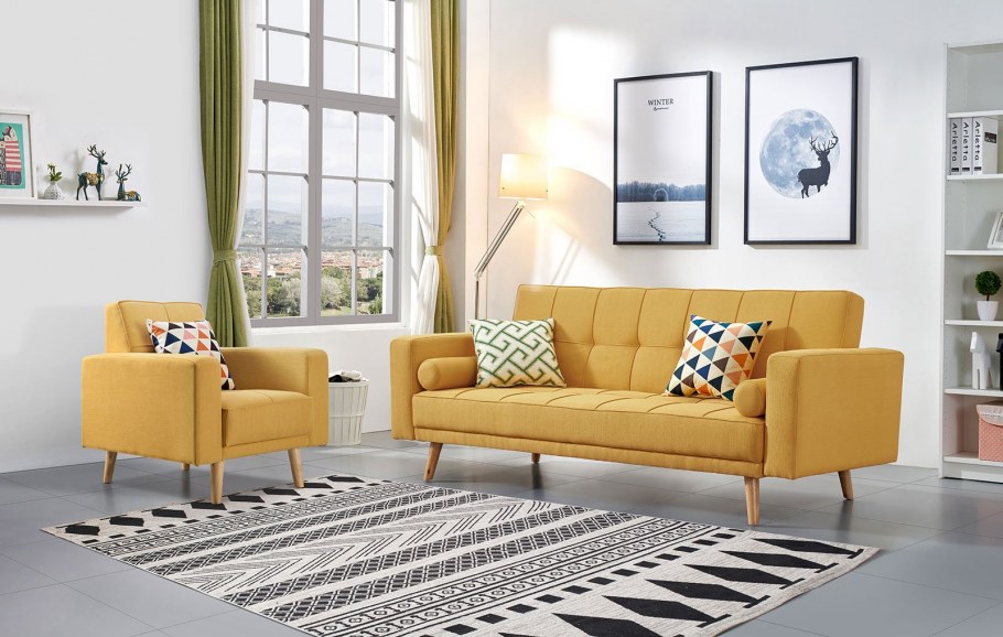 Желто горчичный диван