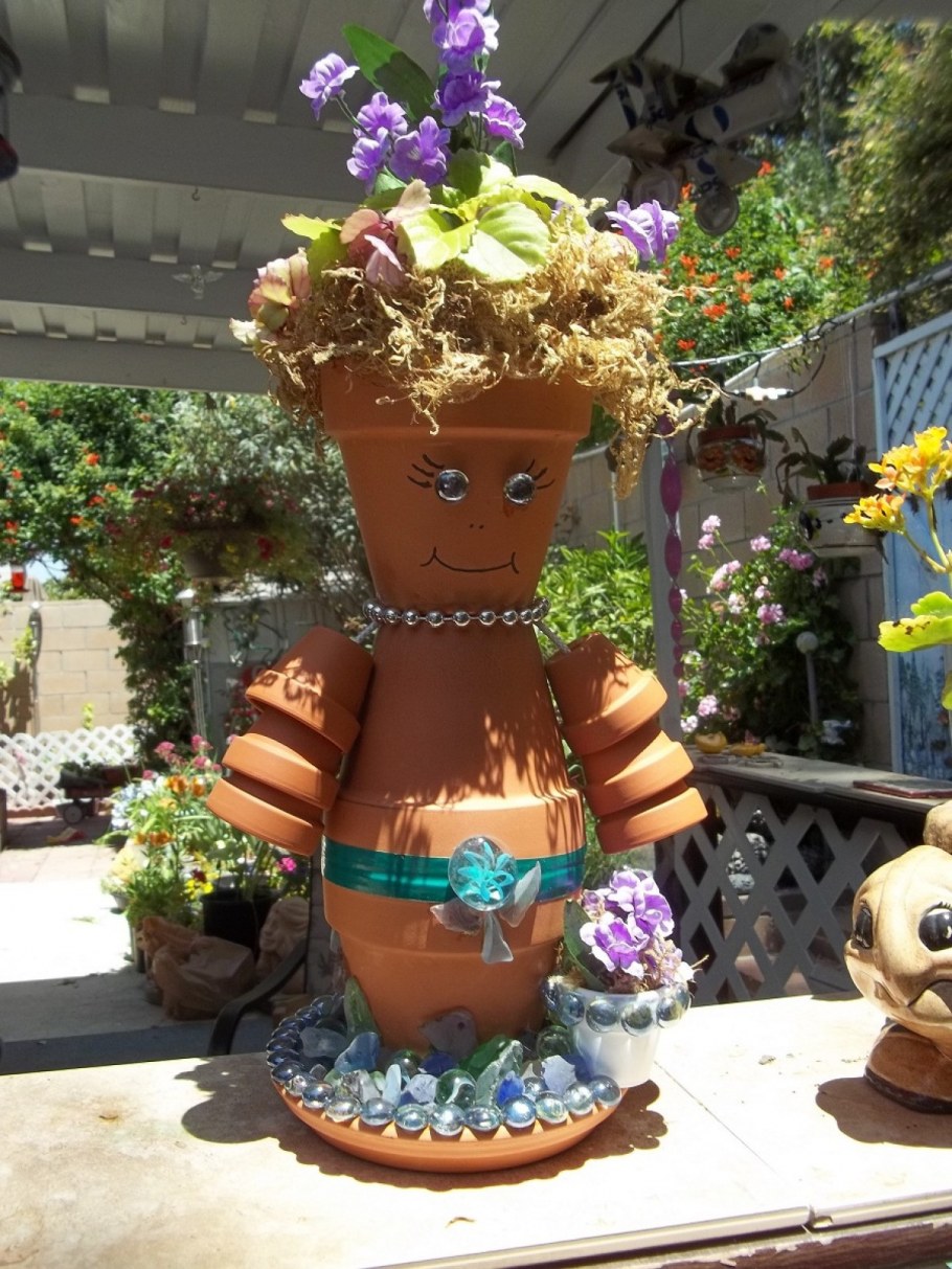Фигурки для сада из цветочных горшков