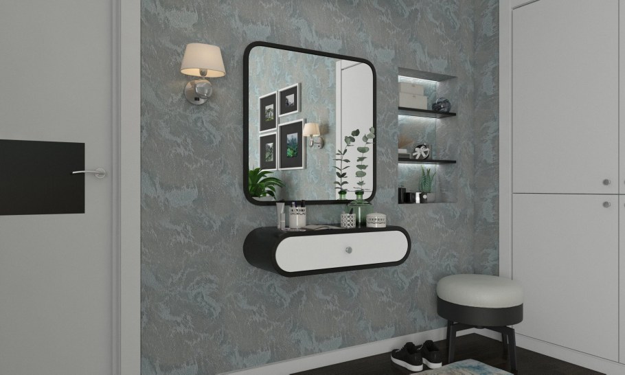 Узкая прихожая с зеркалом глубина 30