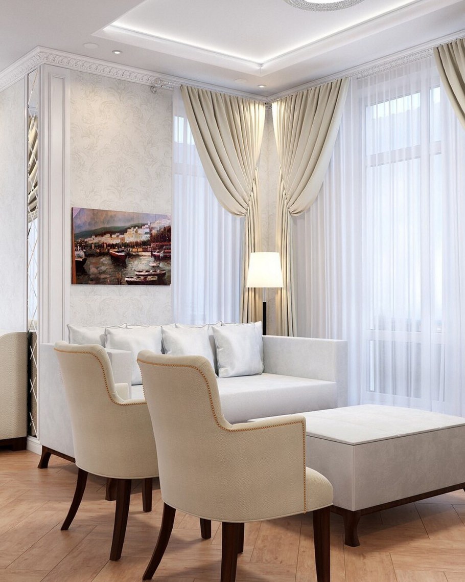 Бело бежевый интерьер