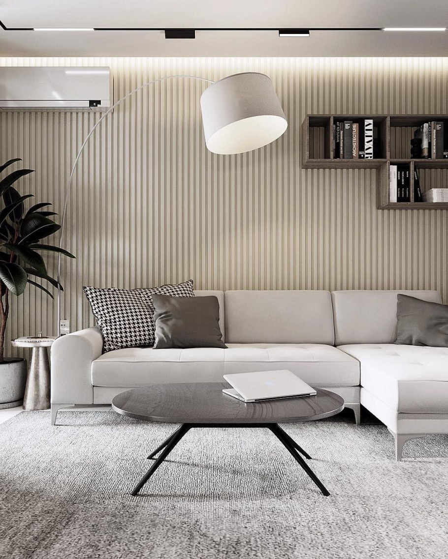 Монохромный интерьер гостиной